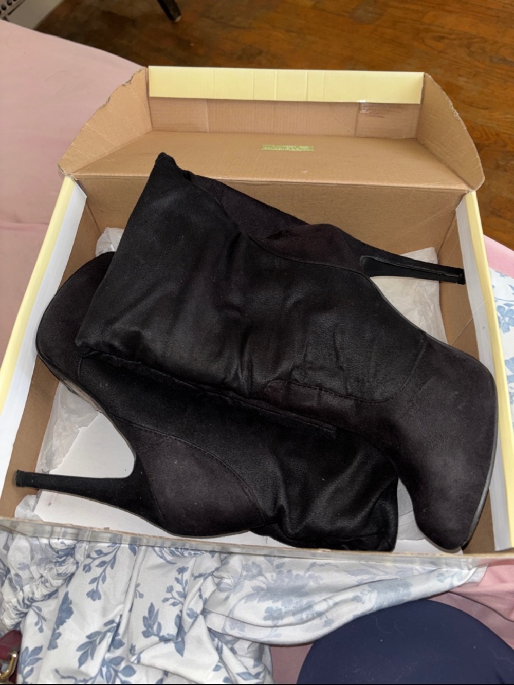 Cathy Jean Black Women's High Heel Boot - Classic Stiletto Knee Boot 7.5